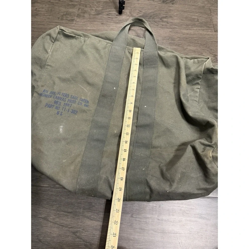 Vintage Army Kit Flyer Bag Sage Green 1967 Large Pioneer Canvas Duffle Bag